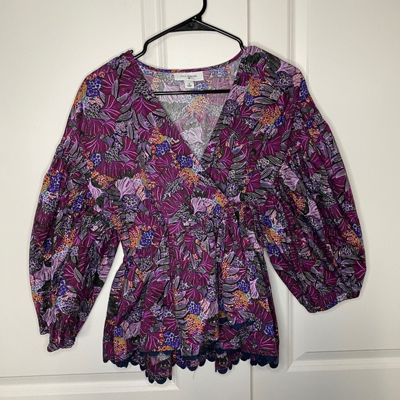 Kika Vargas Tops - Kika Vargas x Target Coral Reef Scallop Edge Wrap Top in Purple Size S